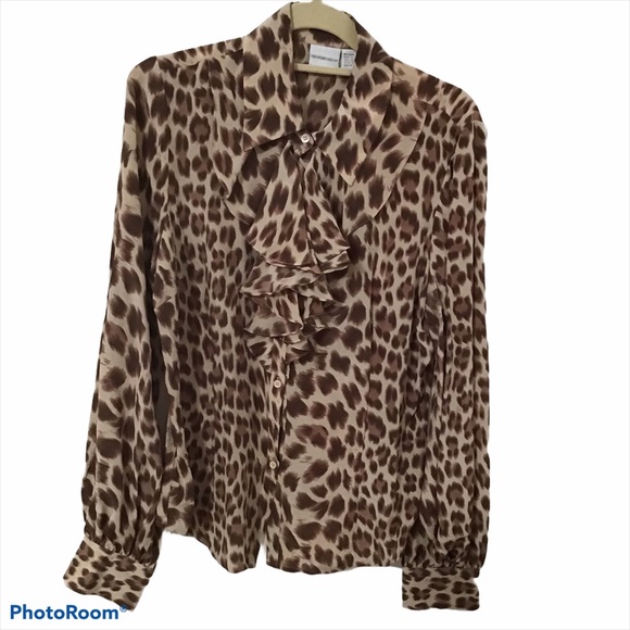 Newport News Tops - Newport News Silk Animal Print Button Up Blouse 14